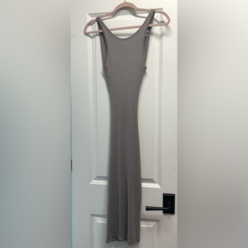 Gray Twisted Cut Out Midi Dress
